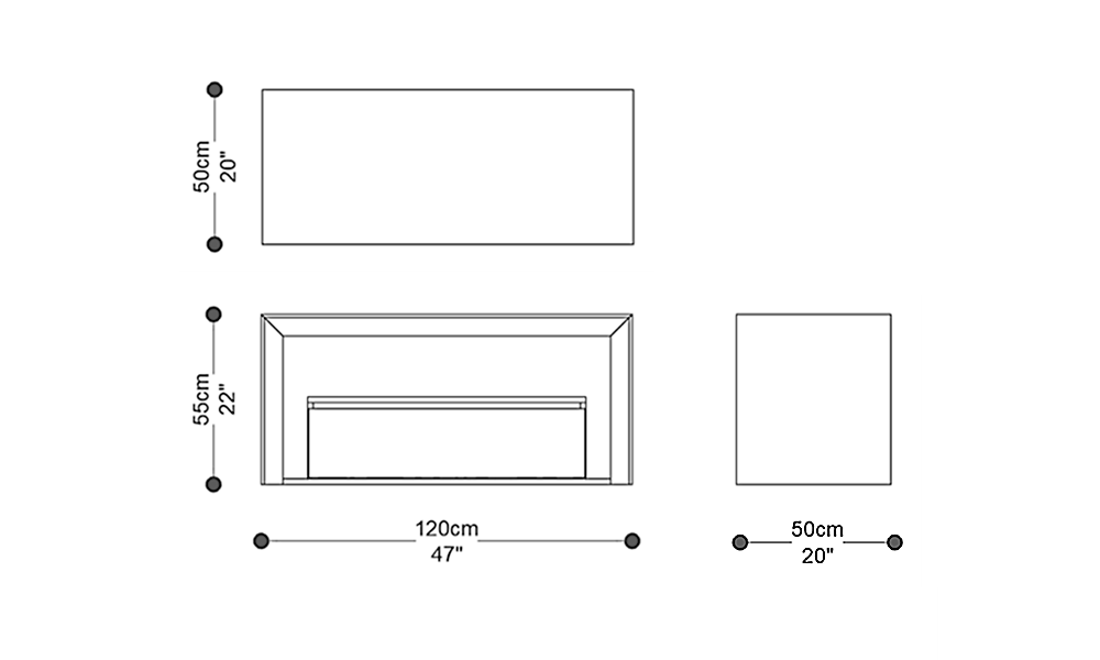 Image of the main dimensions of the product